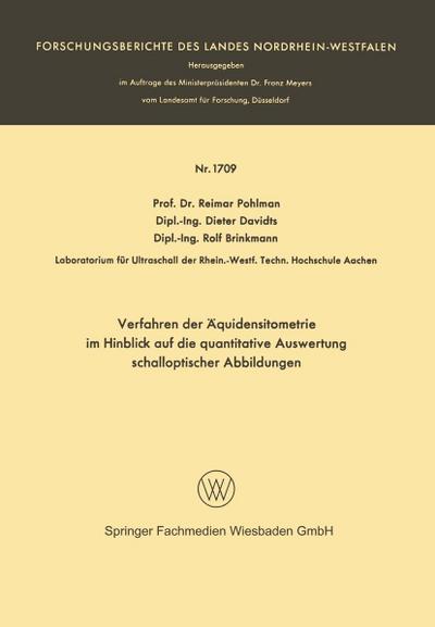 Verfahren der Äquidensitometrie im Hinblick auf die quantitative Auswertung schalloptischer Abbildungen