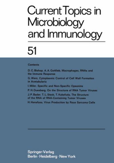 Current Topics in Microbiology and Immunology / Ergebnisse der Mikrobiologie und Immunitätsforschung