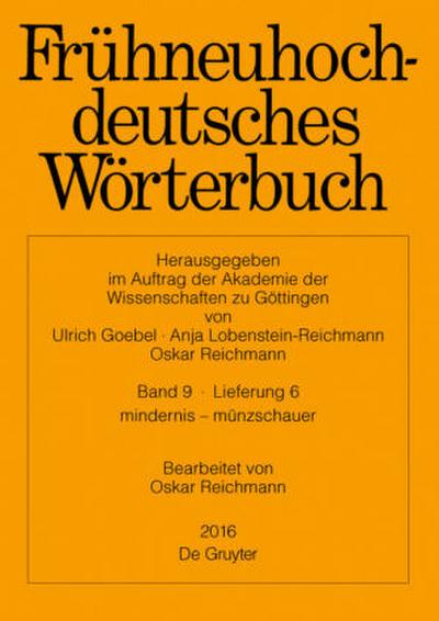Frühneuhochdeutsches Wörterbuch, Band 9/Lieferung 6, mindernis - münzschauer