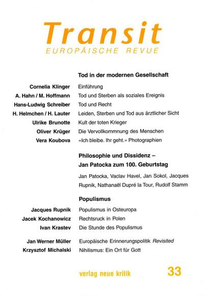 Transit 33. Europäische Revue