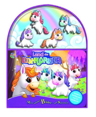 Land der Einhörner, Spielbuch + 4 Spielfiguren + ausklappbare Spielmatte