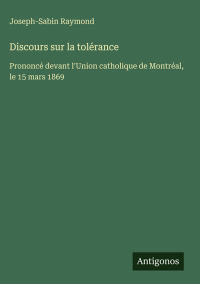 Discours sur la tolérance