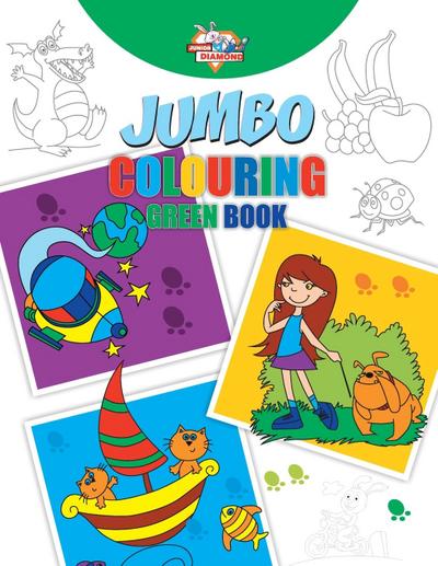 Jumbo Colouring Green  Book  for 4 to 8 years old  Kids | Best Gift to Children for Drawing, Coloring and Painting