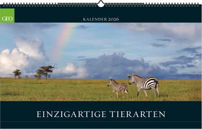 GEO - Einzigartige Tierarten 2026 - Wandkalender 58x36 cm, Poster-Kalender mit 12 Monatsblättern, deutschem Kalendarium & Spiralbindung, Tier-Fotografie-Kalender bedrohter Arten