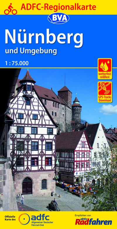 ADFC Regionalkarte Nürnberg und Umgebung mit Tagestouren-Vorschlägen, 1:75.000, reiß- und wetterfest, GPS-Tracks Download (ADFC-Regionalkarte 1:75000)