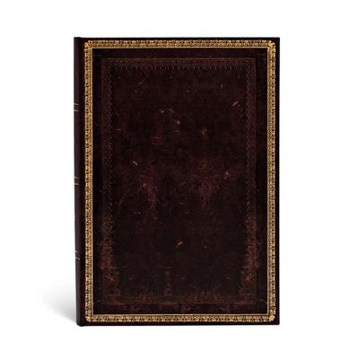 Paperblanks | Black Moroccan | Old Leather Collection | Hardcover | Midi | Lined | Elastic Band Closure | 144 Pg | 120 GSM