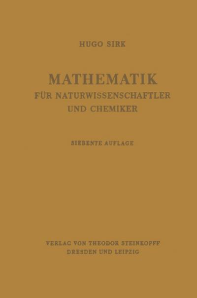 Mathematik für Naturwissenschaftler und Chemiker
