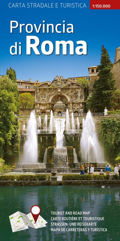 Carta stradale e turistica plastificata. Provincia di Roma.