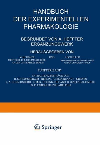 Handbuch der Experimentellen Pharmakologie Ergänzungswerk