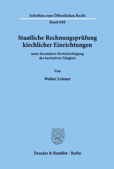 Staatliche Rechnungsprüfung kirchlicher Einrichtungen