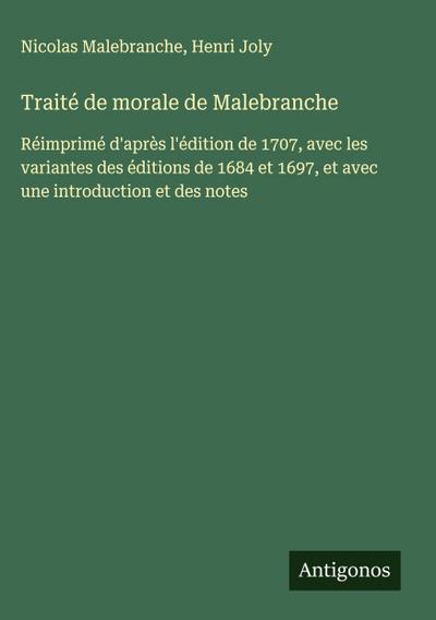 Traité de morale de Malebranche