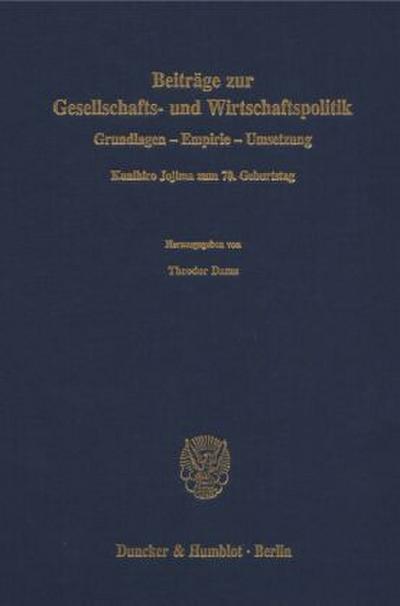 Beiträge zur Gesellschafts- und Wirtschaftspolitik.