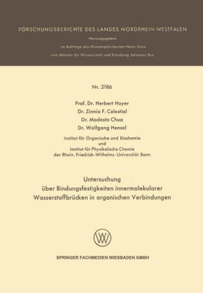 Untersuchung über Bindungsfestigkeiten innermolekularer Wasserstoffbrücken in organischen Verbindungen