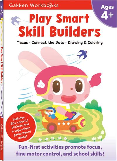 Play Smart Skill Builders Age 4+: Pre-K Activity Workbook with Stickers for Toddlers Ages 4, 5, 6: Build Focus and Pen-Control Skills: Tracing, Mazes