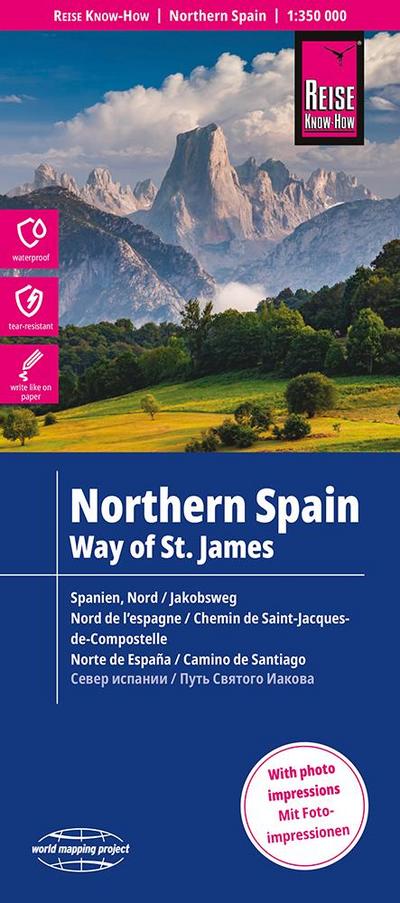 Reise Know-How Landkarte Spanien Nord mit Jakobsweg / Northern Spain and Way of St. James (1:350.000)