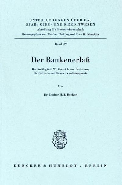 Der Bankenerlaß.