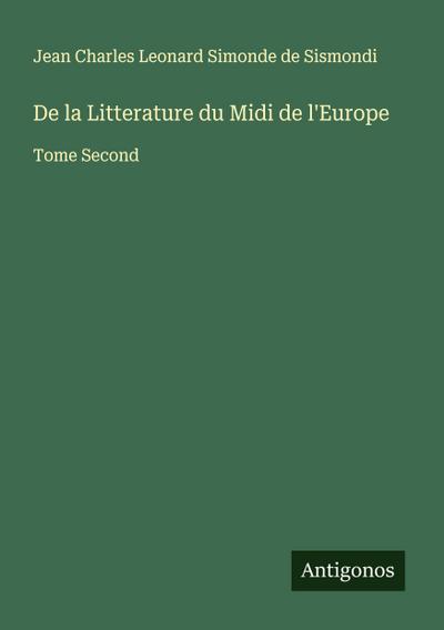 De la Litterature du Midi de l’Europe