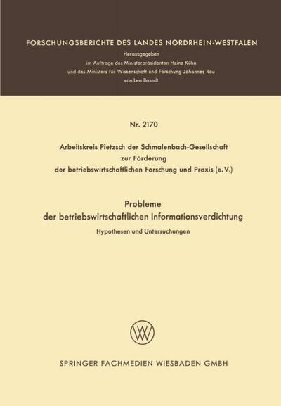 Probleme der betriebswirtschaftlichen Informationsverdichtung