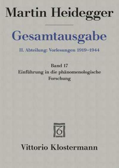 Einführung in die phänomenologische Forschung (Wintersemester 1923/24)