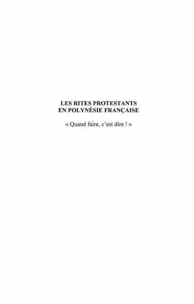 Rites protestants en polynesiefrancaise