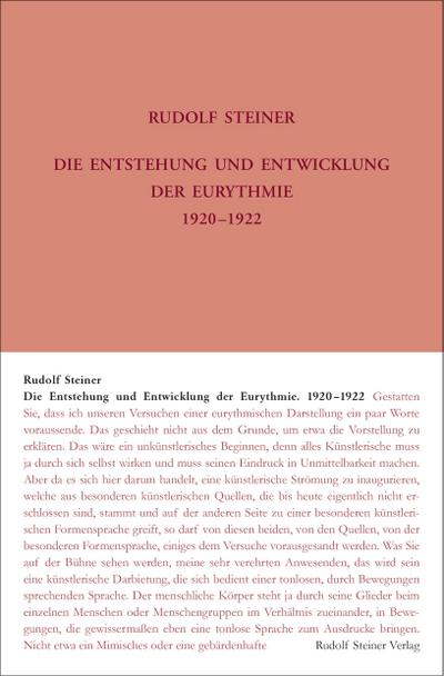 Die Entstehung und Entwicklung der Eurythmie 1920-1922