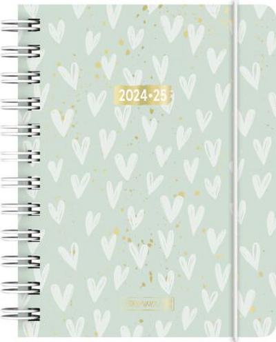 Schülerkalender 2024/2025 "Hearts", 1 Seite = 1 Tag, A6, 352 Seiten, mint