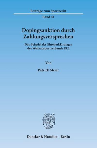 Dopingsanktion durch Zahlungsversprechen.