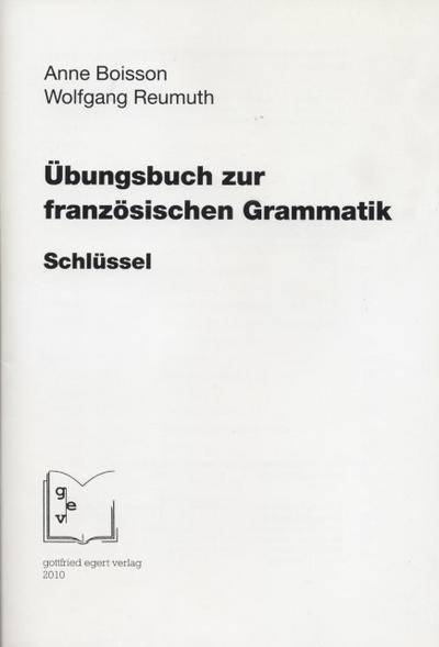 Übungsbuch zur französischen Grammatik
