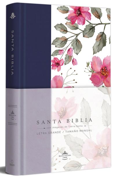 Biblia Rvr 1960 Letra Grande. Tapa Dura Tela Azul Púrpura Con Flores Tamaño Manual / Bible Rvr 1960 Handy Size Hardcover Cloth with Purple Blue Flowers