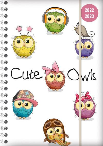 Collegetimer Cute Owls 2022/2023 - Schüler-Kalender A5 (15x21 cm) - Eule - Ringbindung - Weekly - 224 Seiten - Terminplaner - Alpha Edition