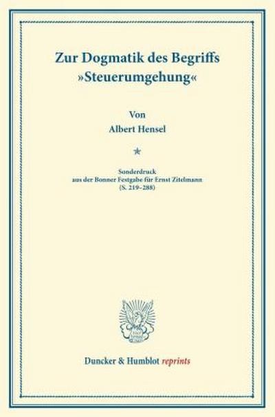 Zur Dogmatik des Begriffs ’Steuerumgehung’