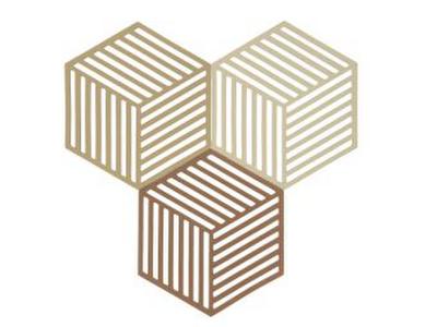 Untersetzer-Set Hexagon 3 Stck. Khaki/Warm sand/Almond