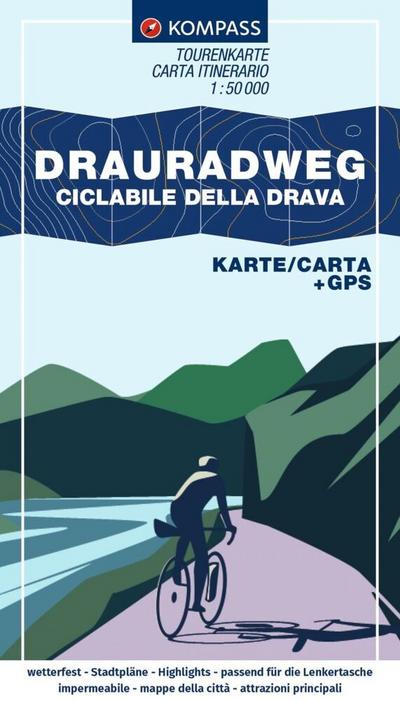 KOMPASS Fahrrad-Tourenkarte Drauradweg - Ciclabile della Drava 1:50.000 