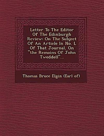Letter to the Editor of the Edinburgh Review