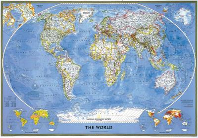 Politische Welt Classic 1:38.931.000 Wandkarte / Planokarte 109x76 - Englisch, papier NGS