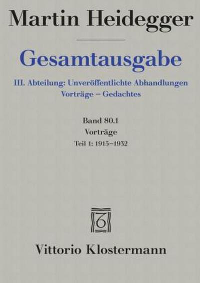 Gesamtausgabe. 4 Abteilungen / Vorträge 01