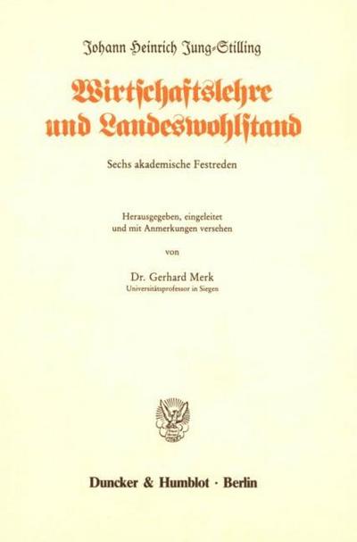 Wirtschaftslehre und Landeswohlstand.