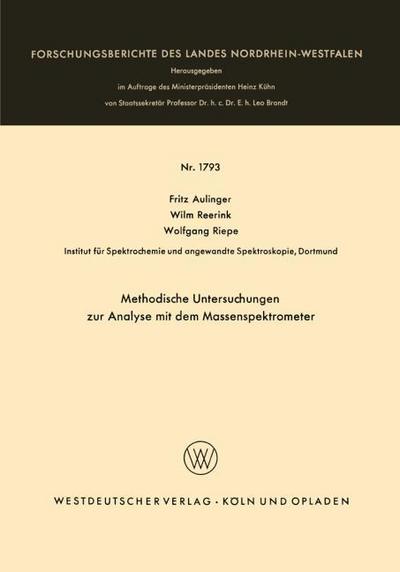 Methodische Untersuchungen zur Analyse mit dem Massenspektrometer