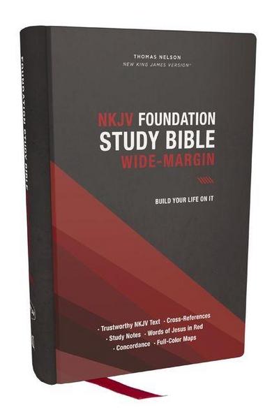 NKJV Foundation Study Bible, Wide-Margin, Black Hardcover, Red Letter
