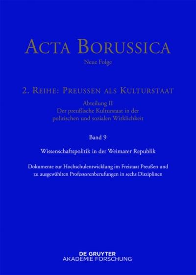Wissenschaftspolitik in der Weimarer Republik