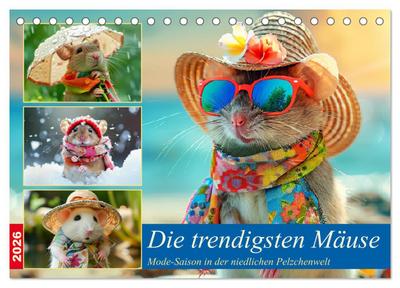 Die trendigsten Mäuse. Mode-Saison in der niedlichen Pelzchenwelt (Tischkalender 2026 DIN A5 quer), CALVENDO Monatskalender