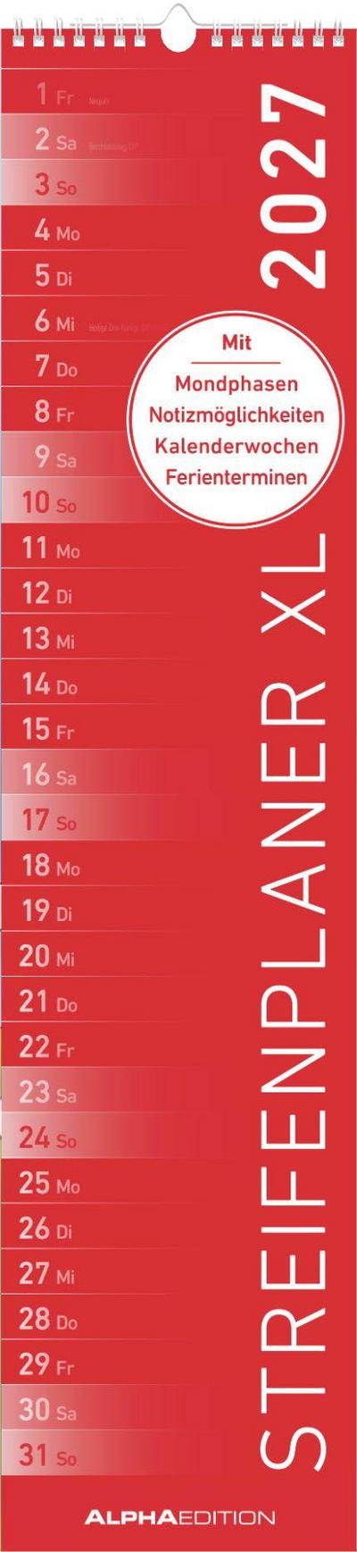 Streifenplaner XL ROT 2027