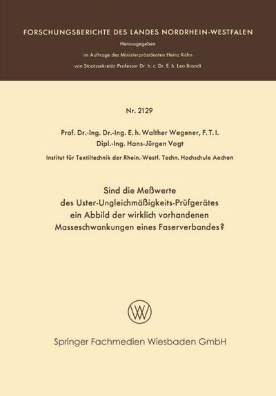 Sind die Meßwerte des Uster-Ungleichmäßigkeits-Prüfgerätes ein Abbild der wirklich vorhandenen Masseschwankungen eines Faserverbandes?