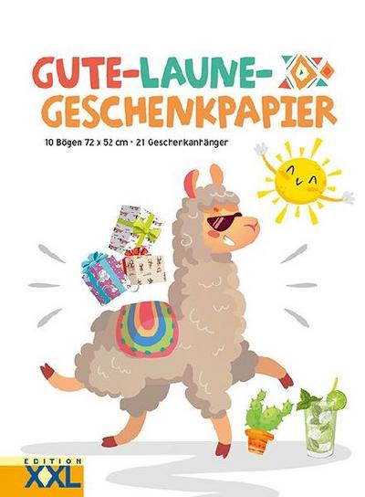 Gute-Laune - Geschenkpapier: 10 Bögen, 72 x 52 cm, 21 Geschenkanhänger im Set