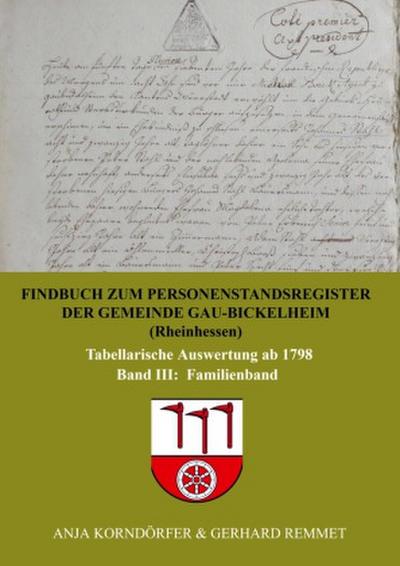 Findbuch zum Personenstandsregister der Gemeinde Gau-Bickelheim/Rheinhessen