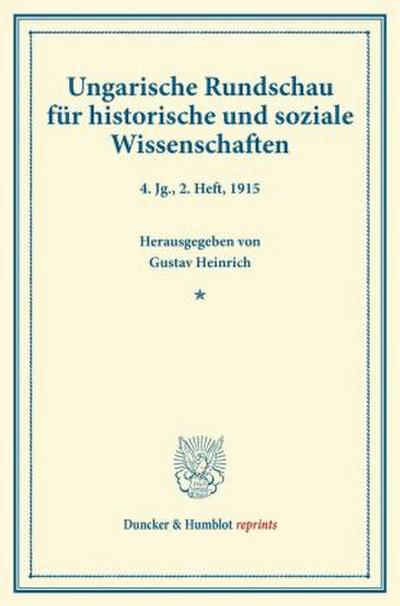 Ungarische Rundschau für historische und soziale Wissenschaften.
