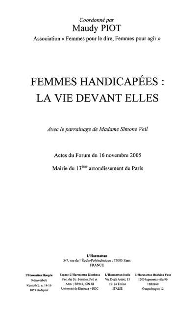 Femmes handicapees: la vie devant elles