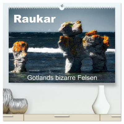 Raukar - Gotlands bizarre Felsen (hochwertiger Premium Wandkalender 2025 DIN A2 quer), Kunstdruck in Hochglanz