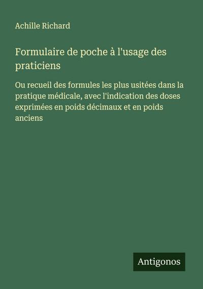 Formulaire de poche à l’usage des praticiens