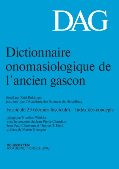 Dictionnaire onomasiologique de l’ancien gascon (DAG). Fascicule 23